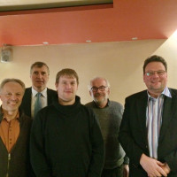 (v.l.n.r.): Martin Feile (Stellv.), Kurt Reinelt (AfA-Nürnberg), Patrick Kühnlein (Vorsitzender), Reinhard Klix (Beisitzer), Michael Arnold (Stellv.)